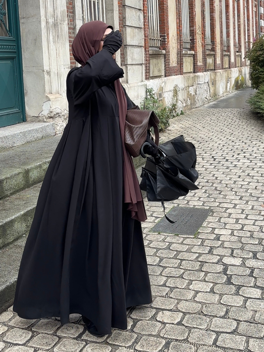 Abaya Plissée col mao
