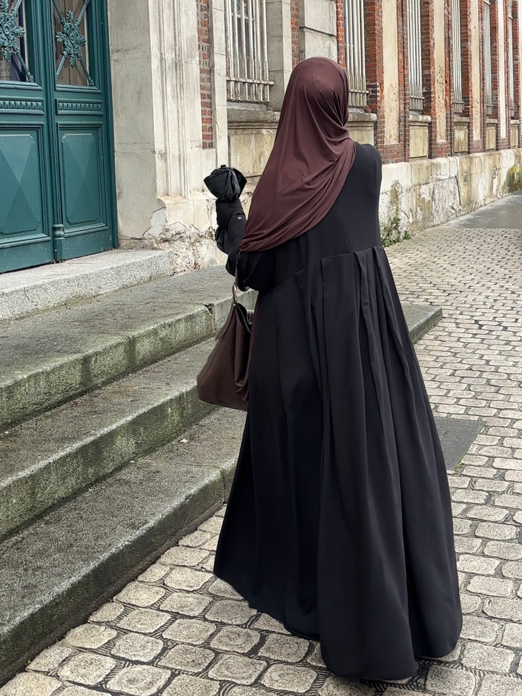 Abaya Plissée col mao