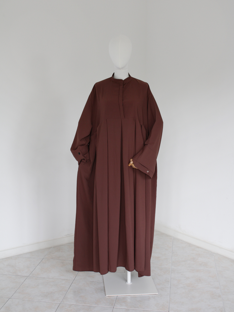 Abaya Plissée col mao