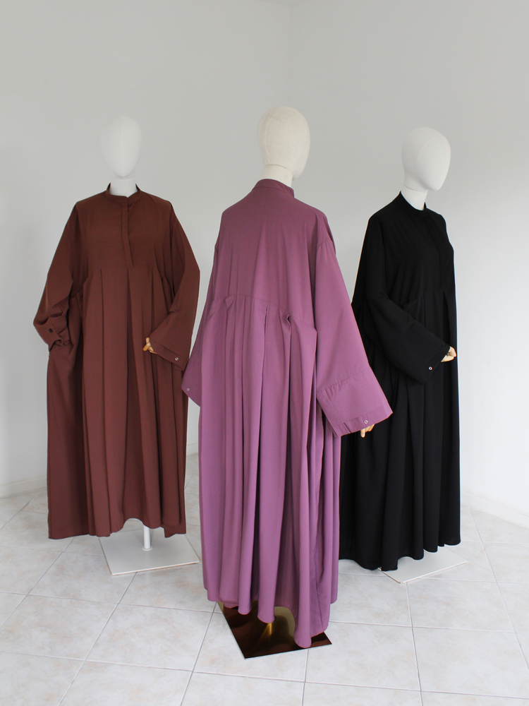 Abaya Plissée col mao