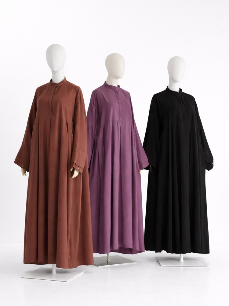 Abaya Plissée col mao