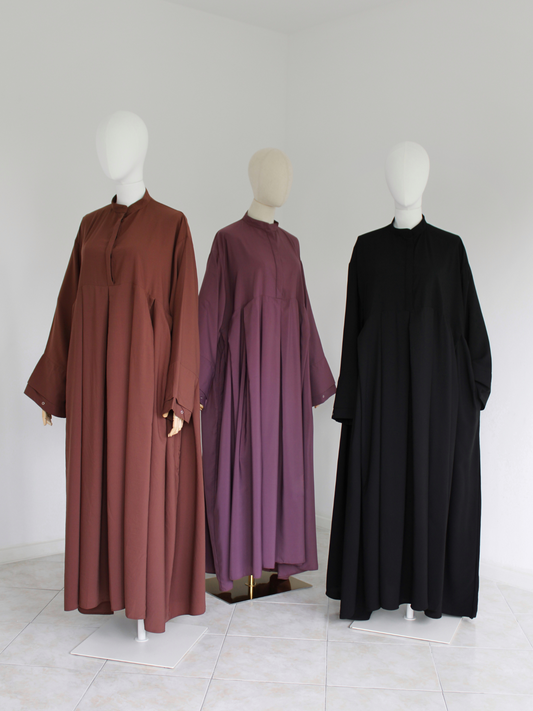 Abaya Plissée col mao